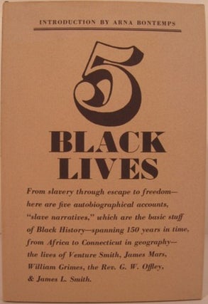 Item #15185 FIVE BLACK LIVES:. Arna Bontemps, ed