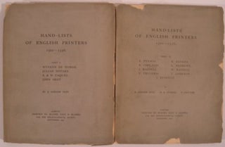 Item #15788 HAND-LISTS OF ENGLISH PRINTERS 1501-1556. E. Gordon Duff, H R. Plomer, R. Proctor