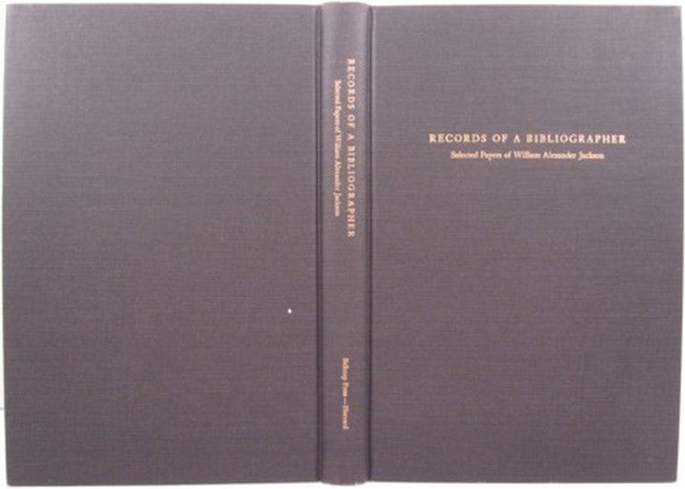 Item #19175 RECORDS OF A BIBLIOGRAPHER, SELECTED PAPERS OF WILLIAM ALEXANDER JACKSON. William Alexander Jackson.