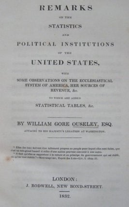 REMARKS ON THE STATISTICS AND POLITICAL INSTITUTIONS OF THE UNITED STATES,