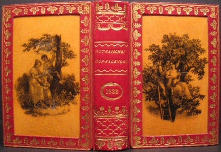 Item #19484 GOTHAISCHER GENEALOGISCHER HOF-KALENDER AUF DAS JAHR 1833. German Almanach in wooden binding.