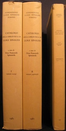 Item #19509 CATALOGO DELLA BIBLIOTECA DI LUIGI EINAUDI:. Luigi Einaudi