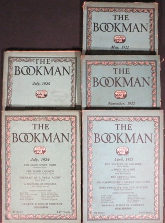 Item #20155 THE BOOKMAN. 5 issues. 1922-25. John Farrar, ed.