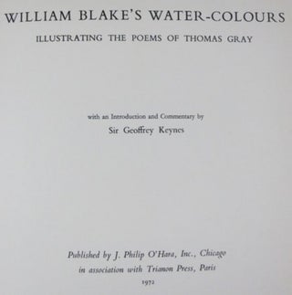 WILLIAM BLAKE'S WATER-COLOURS ILLUSTRATING THE POEMS OF THOMAS GRAY.