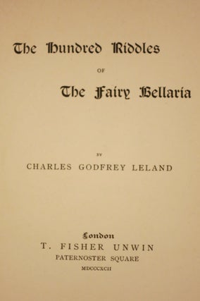 THE HUNDRED RIDDLES OF THE FAIRY BELLARIA.