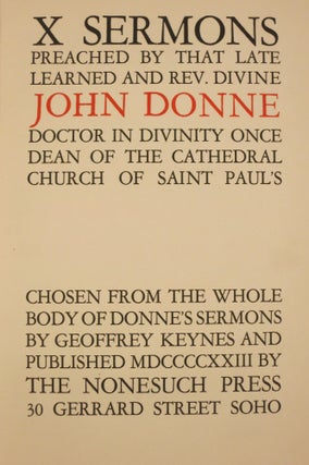 Item #21803 X SERMONS PREACHED BY THAT LEARNED AND REV. DIVINE JOHN DONNE, DOCTOR IN DIVINITY...