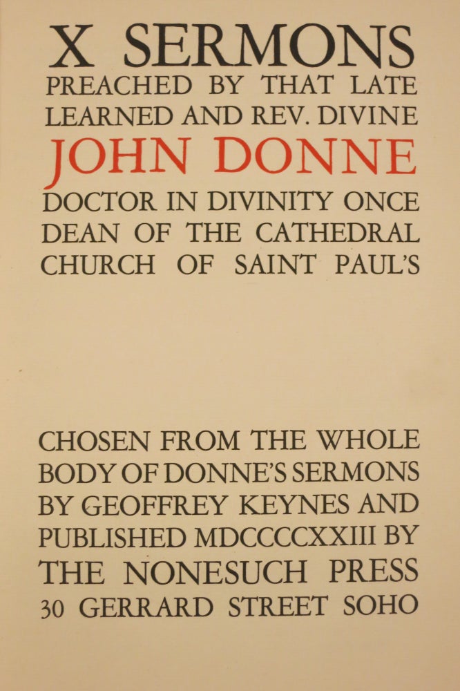 Item #21803 X SERMONS PREACHED BY THAT LEARNED AND REV. DIVINE JOHN DONNE, DOCTOR IN DIVINITY ONCE DEAN OF THE CATHEDRAL CHURCH OF SAINT PAUL'S. John Donne.