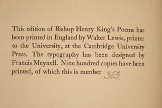 THE POEMS OF BISHOP HENRY KING.