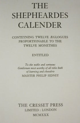 THE SHEPHEARDES CALENDER, CONTEYNING TWELVE AEGLOGUES PROPORTIONABLE TO THE TWELVE MONTHES.