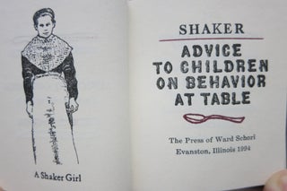 SHAKER ADVICE TO CHILDREN ON BEHAVIOR AT TABLE.