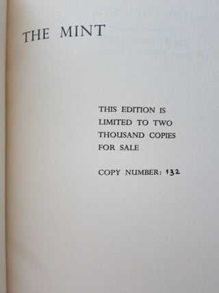 THE MINT. A DAY-BOOK OF THE R. A. F. DEPOT BETWEEN AUGUST AND DECEMBER 1922 WITH LATER NOTES BY 352087 A/c ROSS.