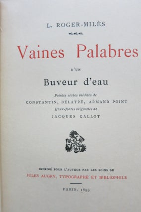 VAINES PALABRES D'UN BUVEUR D'EAU.