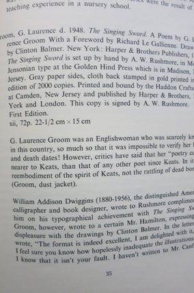 ARTHUR W. RUSHMORE & THE GOLDEN HIND PRESS, A History and Bibliography.