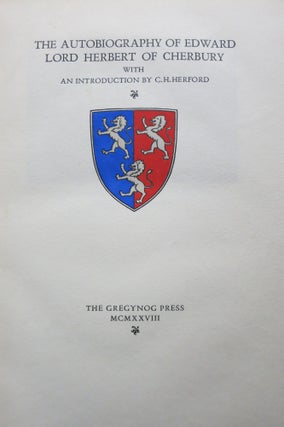 Item #22349 THE AUTOBIOGRAPHY OF EDWARD LORD HERBERT OF CHERBURY. Edward Herbert, Lord of Cherbury