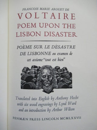 Item #22531 POEM UPON THE LISBON DISASTER. Lynd Ward, Francoise M. A. de Voltaire