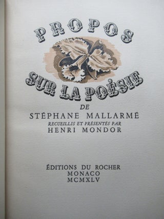 PROPOS SUR LA POESIE recueillis dans correspondance et presentes par Henri Monodor.