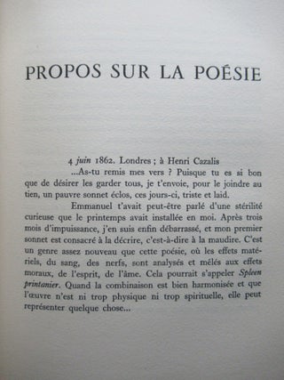 PROPOS SUR LA POESIE recueillis dans correspondance et presentes par Henri Monodor.