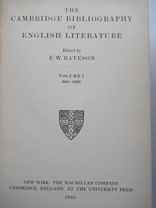 THE CAMBRIDGE BIBLIOGRAPHY OF ENGLISH LITERATURE.
