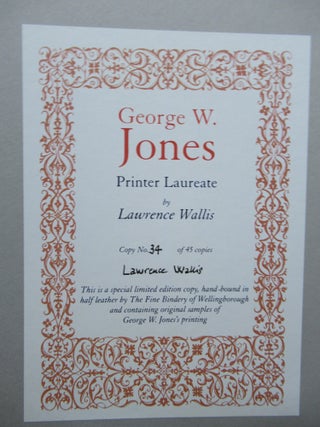 GEORGE W. JONES, PRINTER LAUREATE.