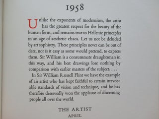 SIR WILLIAM RUSSELL FLINT R.A., R.W.S., A Precis of Appreciation During Half A Century.