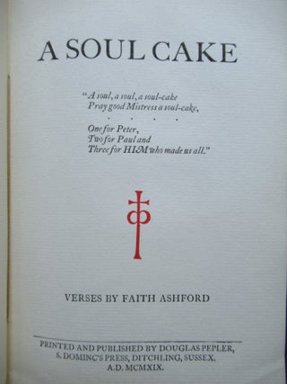 Item #22821 A SOUL CAKE,,, Verses by Faith Ashford. Faith Ashford