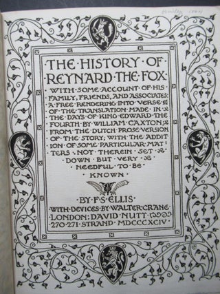 THE HISTORY OF REYNARD THE FOX, HIS FAMILY FRIENDS AND ASSOCIATES.