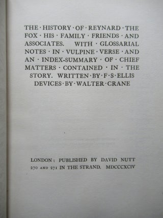 THE HISTORY OF REYNARD THE FOX, HIS FAMILY FRIENDS AND ASSOCIATES.