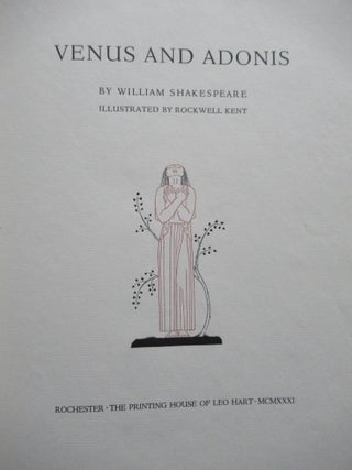 Item #22946 VENUS AND ADONIS. William Shakespeare