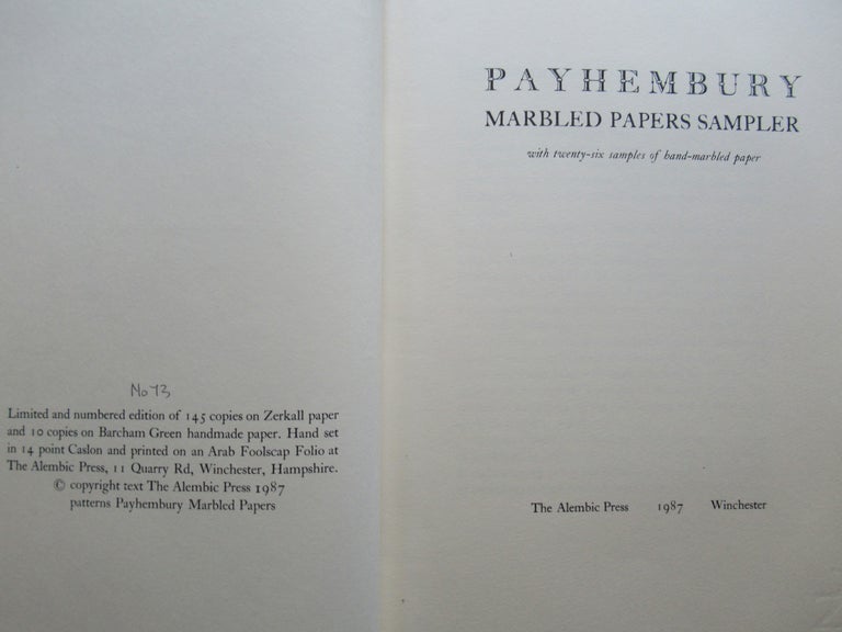 Item #23063 PAYHEMBURY, MARBLED PAPERS SAMPLER. Alembic Press.