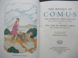 Item #23088 THE MASQUE OF COMUS, The Poem by John Milton... & The Airs by Henry Lawes. Milton. John