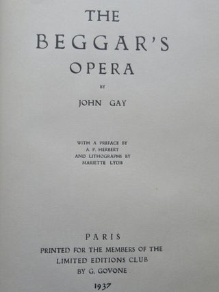 Item #23143 THE BEGGAR'S OPERA. John Gay