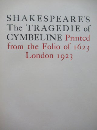 Item #23194 THE TRAGEDIE OF CYMBELINE. William Shakespeare