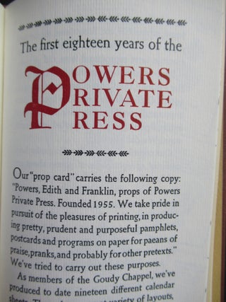 THE GREAT PRESSES OF THE GOUDY CHAPPEL, Being an inadvertent Bicentennial Observance.
