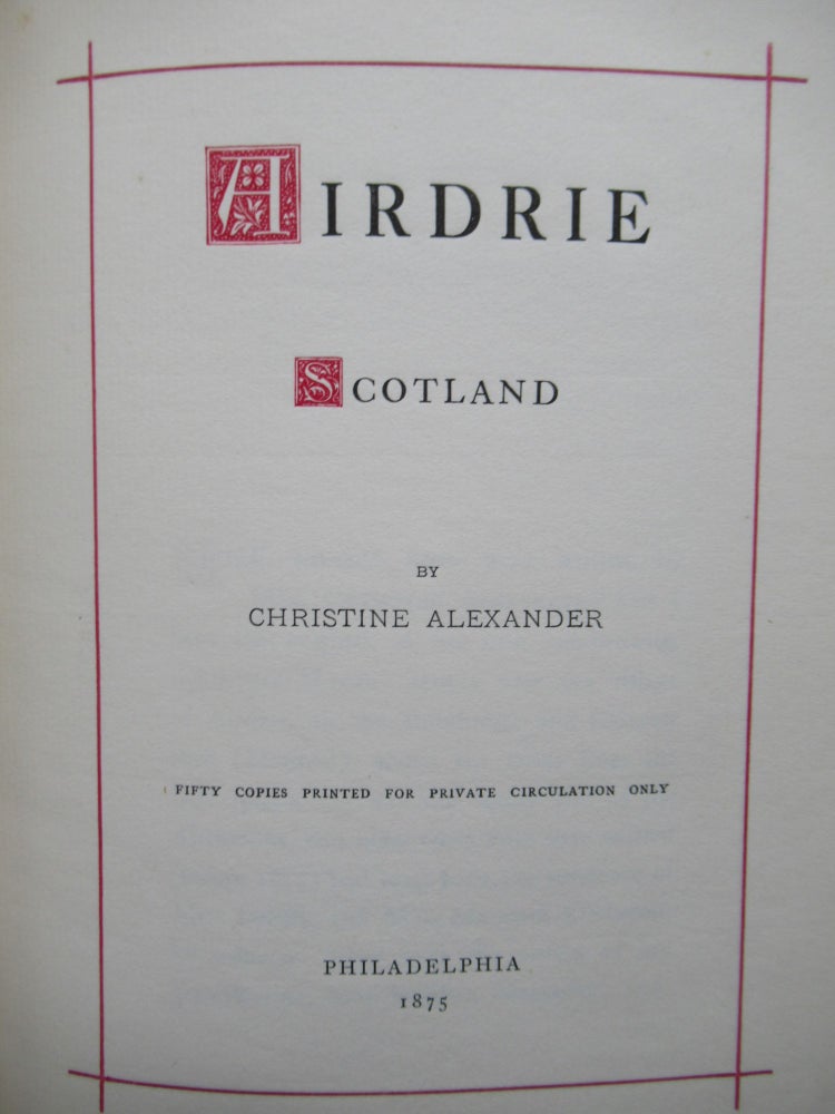 Item #23317 AIRDRIE SCOTLAND. Christine Alexander.