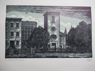 Item #23383 Wood Engraving. The Church of Saint Luke in the Fields. Commentary by Don Wesely....