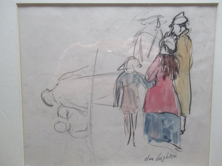 Item #23677 Original Charcoal and Watercolor Sketch. Clare Leighton.