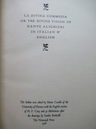 LA DIVINA COMMEDIA, OR THE DIVINE VISION OF DANTE ALIGHIERI, IN ITALIAN AND ENGLISH.