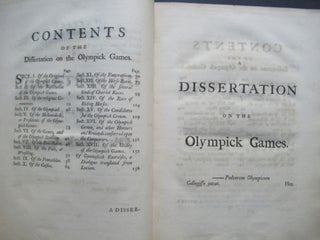 ODES OF PINDAR, WITH SEVERAL OTHER PIECES IN PROSE AND VERSE, Translated from the Greek To which is prefixed a Dissertation on the Olympic Games. By Gilbert West, Esq, LL.D.