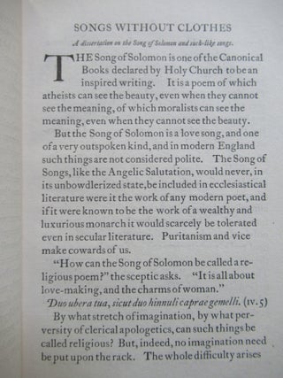 SONGS WITHOUT CLOTHES. Being a Dissertation on the Song of Solomon and Such-like Songs.