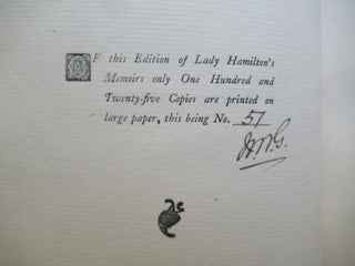 MEMOIRS OF EMMA LADY HAMILTON with Anecdotes of her Friends and Contemporaries.