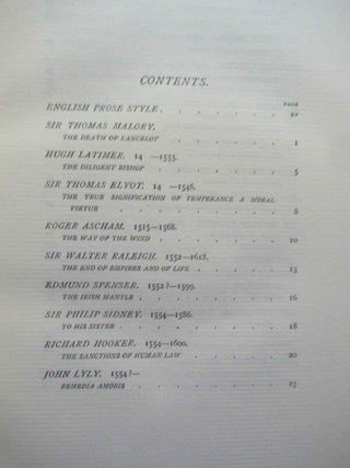 SPECIMENS OF ENGLISH PROSE STYLE FROM MALORY TO MACAULAY.